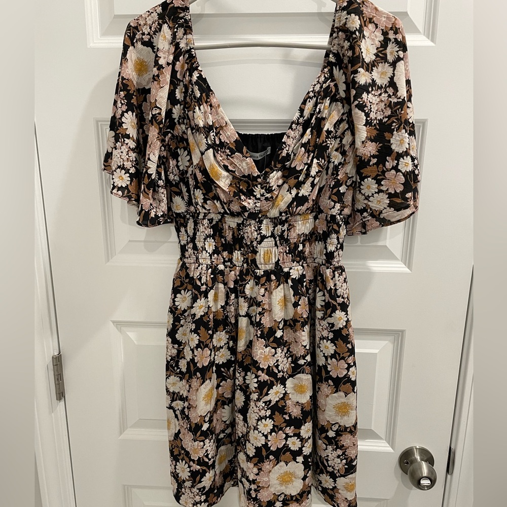 Abercrombie & Fitch Angel Sleeve Smocked Waist Mini Dress